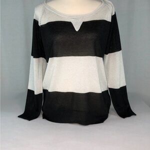 RD Style Black & White Metallic Striped Sweater, Size S/P/P in Great Condition